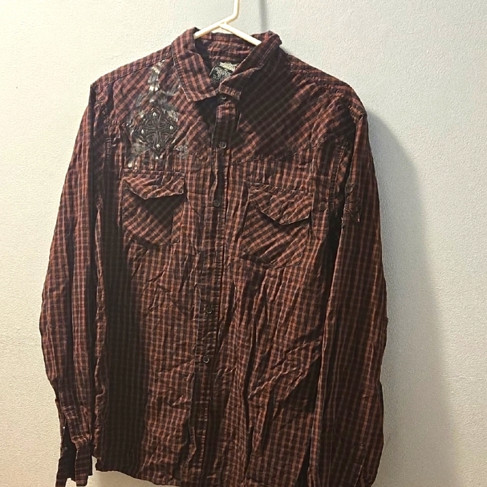 Y2K Men's Elite MMA Red And Black Plaid Shirt